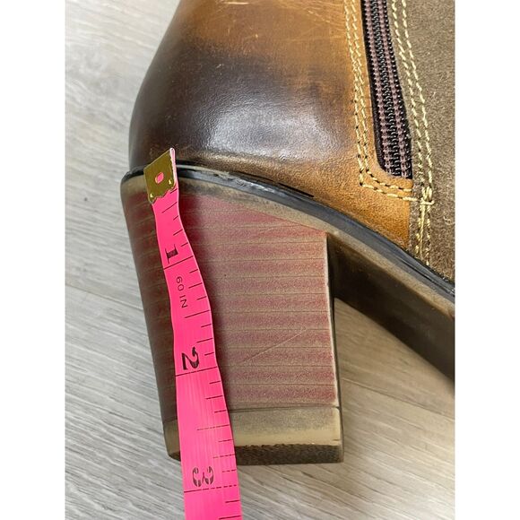 Roan Lina Women's Bootie Ankle Biker Boot Side Zip Heeled Suede Leather 6 Brown - Picture 11 of 11